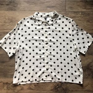 Polka dot crop button up